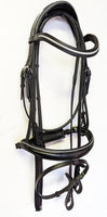 Italian Leather Dressage Bridle with Grey Patent Leather Accent