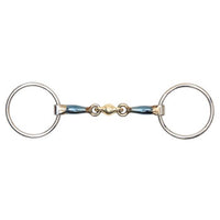 Shires Blue Alloy Brass Center 3 Piece Loose Ring Snaffle-CLEARANCE