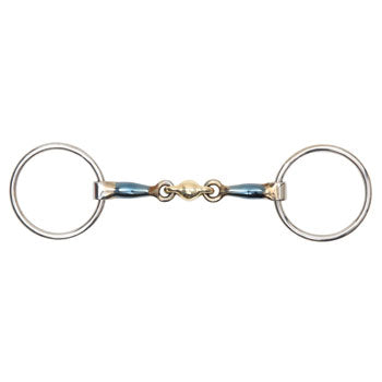 Shires Blue Alloy Brass Center 3 Piece Loose Ring Snaffle-CLEARANCE